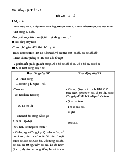 Giáo án môn Tiếng Việt 1 - Tuần 2 | sách Cùng học để phát triển năng lực