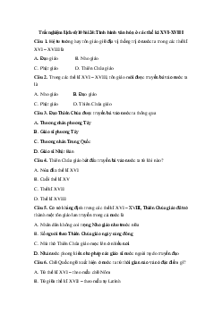 Trắc nghiệm Lịch sử 10 bài 24: Tình hình văn hóa ở các thế kỉ XVI-XVIII