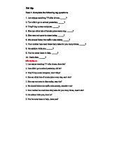 Bài tập TAG Questions DAP AN TAG: Complete & Answer Key