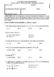 Final Summer 21 - Calculus 1 | Trường Đại học Quốc tế, Đại học Quốc gia Thành phố HCM