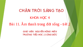 Giáo án điện tử Khoa học 4 Chân trời sáng tạo: Âm thanh trong cuộc sống