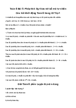 Giải Toán 6 Bài 5: Phép tính lũy thừa với số mũ tự nhiên | Cánh diều