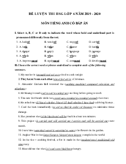 Đề thi học sinh giỏi tiếng Anh lớp 6 năm 2019 - 2020