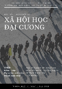 Tiểu luận cuối kỳ môn Xã hội học đại cương