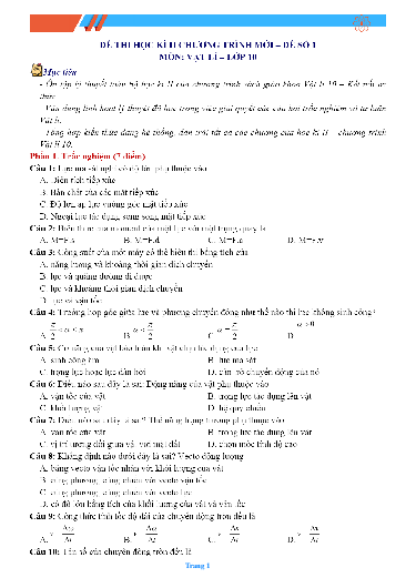 Bộ đề ôn thi HK2 Vật lí 10 Kết nối tri thức có lời giải chi tiết