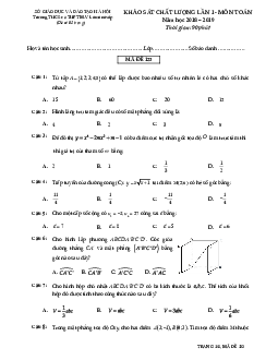 Khảo sát chất lượng Toán 12 năm học 2018 – 2019 trường M.V Lômônôxốp – Hà Nội lần 1