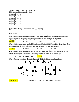 Bộ câu hỏi Lý thuyết mạch 1(Có đáp án)