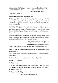 Đề thi học kì 1 lớp 9 môn Ngữ văn Sở GD&ĐT TP Cần Thơ