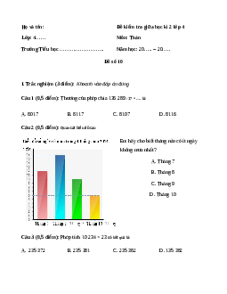 Đề thi giữa học kì 2 lớp 4 môn Toán Kết nối tri thức - Đề số 10
