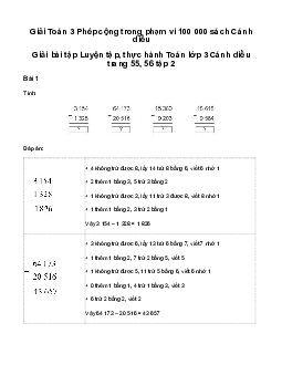 Phép trừ trong phạm vi 100 000: Giải bài tập Luyện tập, thực hành Toán lớp 3 Cánh diều trang 55, 56 tập 2