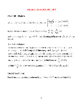 Đề thi Giải tích 2 kỳ hè năm học 2020-2021 | Trường Đại học Công nghệ, Đại học Quốc gia Hà Nội