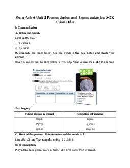 Soạn Anh 6 Unit 2 Pronunciation and Communication SGK Cánh Diều