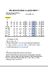 Assignment 7 Analysis and Profit Maximization Strategies | Microeconomics | Trường Đại học Quốc tế, Đại học Quốc gia Thành phố Hồ Chí Minh