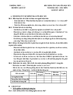 Đề cương ôn tập giữa học kì 1 môn Lịch sử 10 sách Chân trời sáng tạo