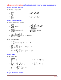 Các dạng toán 9 bài 4: Phép chia và phép khai phương (có đáp án và lời giải chi tiết)