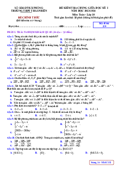 Đề giữa học kỳ 1 Toán 10 năm 2023 – 2024 trường THPT Thái Phiên – Hải Phòng