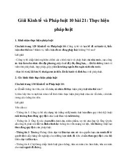 Giải Kinh tế và Pháp luật 10 bài 21 CD