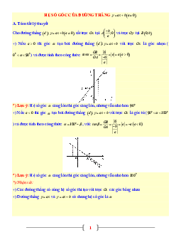 Tài liệu Toán 9 chủ đề hệ số góc của đường thẳng y = ax + b (a khác 0)
