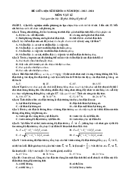 Đề thi giữa học kì 2 môn Vật lí 11 năm 2023 - 2024 sách Kết nối tri thức với cuộc sống | đề 2