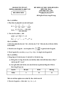 Đề khảo sát HSG Toán 6 năm 2023 – 2024 phòng GD&ĐT Yên Mô – Ninh Bình