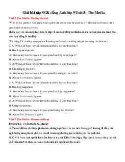 Bài tập tiếng Anh lớp 9 Unit 5: The Media số 1