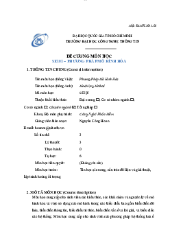 Đề cương phương pháp mô hình hóa - Nhập môn công nghệ phần mềm | Trường Đại học CNTT Thành Phố Hồ Chí Minh