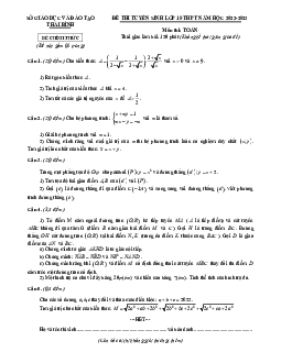 Đề tuyển sinh lớp 10 THPT môn Toán năm 2022 – 2023 sở GD&ĐT Thái Bình