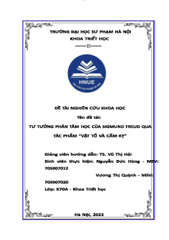 Tư tưởng Phân tâm học của Freud trong tác phẩm Vật tổ và cấm kỵ | Môn Triết học Mác - Lênin | Đại học Sư Phạm Hà Nội
