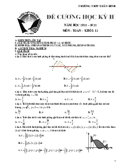 Đề cương học kỳ 2 Toán 12 năm 2022 – 2023 trường THPT Xuân Đỉnh – Hà Nội