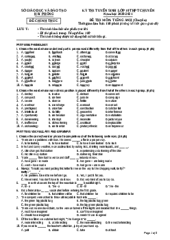 Đề thi Tuyển sinh lớp 10 THPT TP Hải Phòng năm học 2020-2021 môn Tiếng Anh (chuyên)