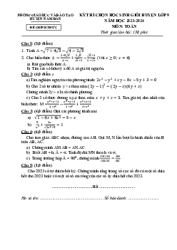 Đề thi HSG huyện Toán 9 năm 2023 – 2024 phòng GD&ĐT Nam Đàn – Nghệ An