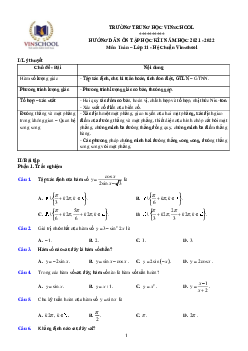 Hướng dẫn ôn tập học kì 1 Toán 11 năm 2021 – 2022 trường Vinschool – Hà Nội