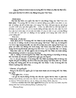 Đề cương ôn tập môn Tư tưởng Hồ Chí Minh