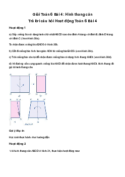 Giải Toán 6 Bài 4: Hình thang cân | Cánh diều