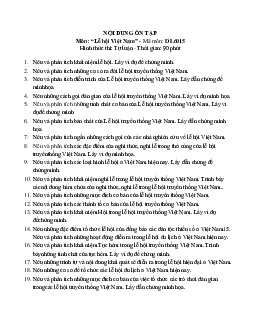 Nội dung ôn tập môn Lễ hội Việt Nam | Đại học Văn hóa Hà Nội