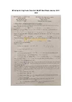 Đề thi học kì 1 lớp 9 môn Toán Sở GD&ĐT Bình Phước năm học 2019 - 2020