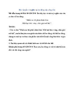 Giải SGK Giáo dục công dân 8 bài 10: Quyền và nghĩa vụ lao động của công dân | Chân trời sáng tạo