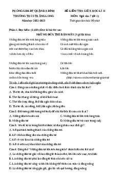 Đề kiểm tra giữa HK2 Ngữ văn 7 THCS Thăng Long 2022-2023 (có đáp án )