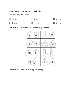 ĐỀ KIỂM TRA CUỐI HỌC KÌ 1 lớp 1 môn Toán - NĂM HỌC 2023-2024 | Đề 5 | Cùng học để phát triển năng lực