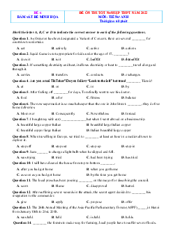 Đề ôn thi tốt nghiệp tiếng anh năm 2022(có lời giải, đề 6)