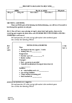 Đề Thi Học Sinh Giỏi Tiếng Anh 11 Tỉnh Quảng Trị Năm Học 2019-2020