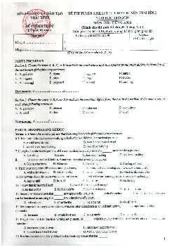 Đề thi tuyển sinh lớp 10 THPT Chuyên Thái Bình năm học 2019-2020 môn Tiếng Anh (có đáp án)