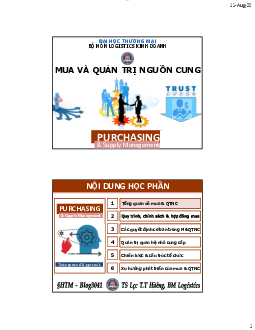 Chương 1: Mua và Quản trị nguồn cung | Quản trị chuỗi cung ứng | Đại học Thương mại