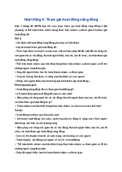 Giải Hoạt động trải nghiệm 10 Cánh diều: Hoạt động 8 chủ đề 5