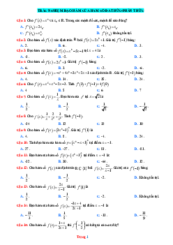 TOP 60 câu trắc nghiệm đạo hàm của hàm đa thức phân thức