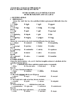 Đề thi (đề xuất) Olympic 10 tháng 3 lần thứ 3 môn Tiếng Anh năm 2019 môn Tiếng Anh 10 THPT Quang Trung