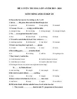 Đề ôn thi học sinh giỏi lớp 6 môn Tiếng Anh năm học 2019 - 2020 số 10