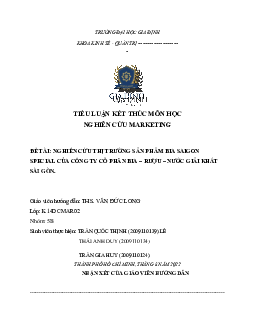 Tiểu luận môn Nghiên cứu Marketing | Đại học Gia Định