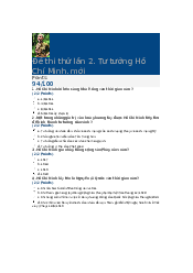 Đề thi thử lần 2 môn Tư tưởng Hồ Chí Minh | Đại học Bách Khoa Hà Nội