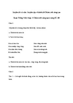 Soạn bài Luyện từ và câu: Luyện tập về tính từ - Tiếng Việt 4 Chân trời sáng tạo